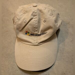 VTG Windows Vista Beige Strap Back Hat Flaws Mens Cotton
